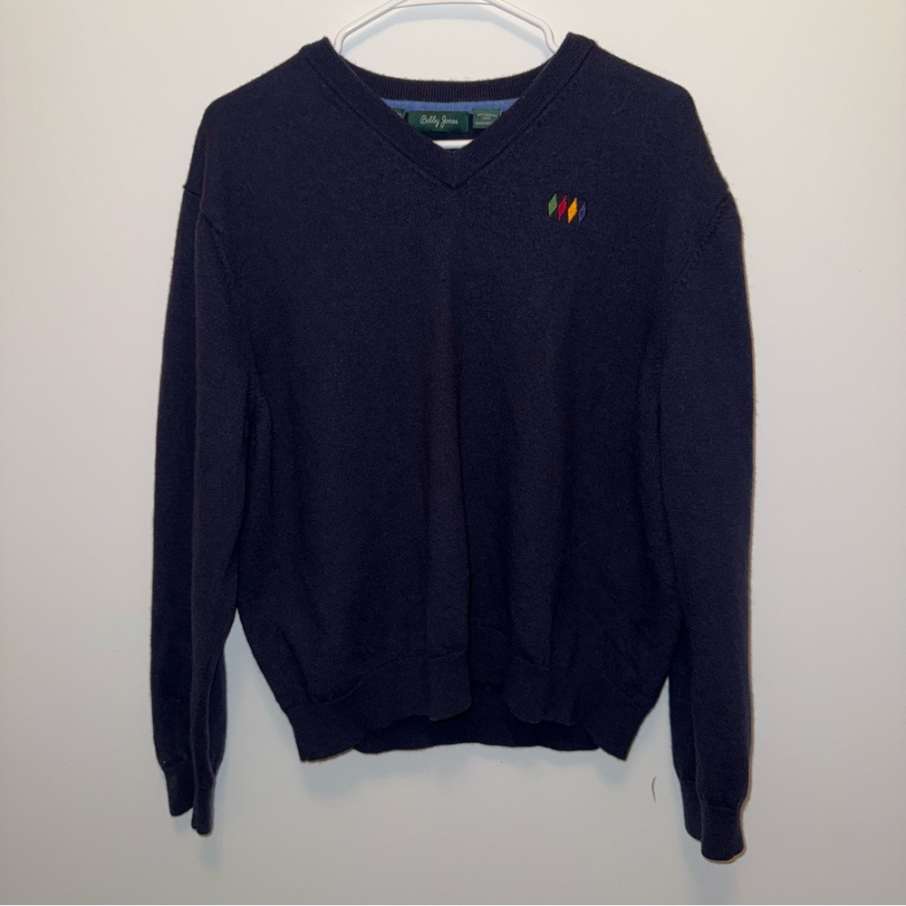 Bobby Jones Navy Blue Merino Wool V-Neck
